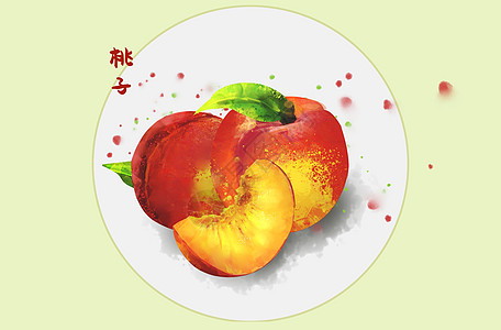 水果插画桃子高清图片