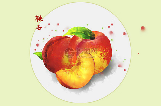 水果插画桃子图片