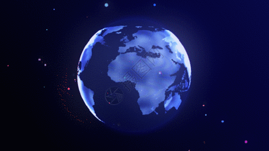 蓝色地球粒子地球gif高清图片