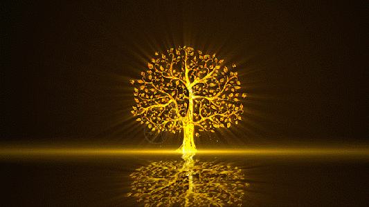 唯美金色大树粒子GIF图片