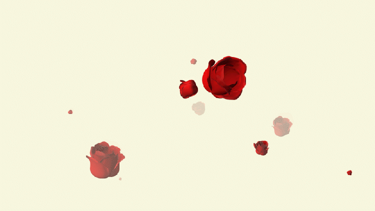 向前飘的玫瑰花朵GIF图片