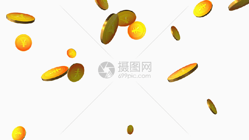 透明通道3d金币散落视频素材gif