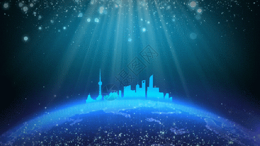 粒子城市科技地球背景GIF图片
