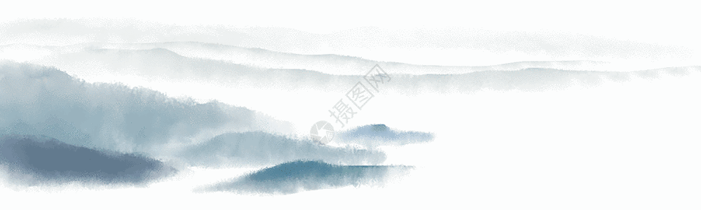 西藏山水中国风水墨山水画分隔符gif高清图片