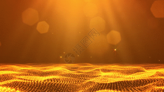金色粒子光线海平面GIF图片