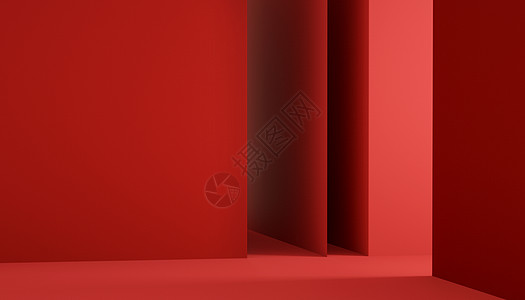 红色墙壁C4D电商展示空间设计图片