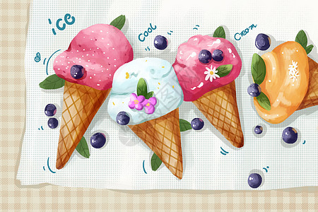 筒骨粉冰淇淋插画