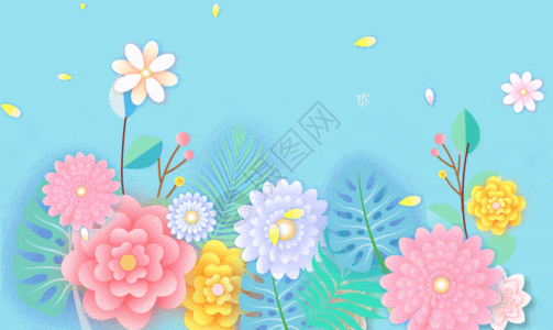 日式风格背景剪纸风格花卉背景gif动图高清图片