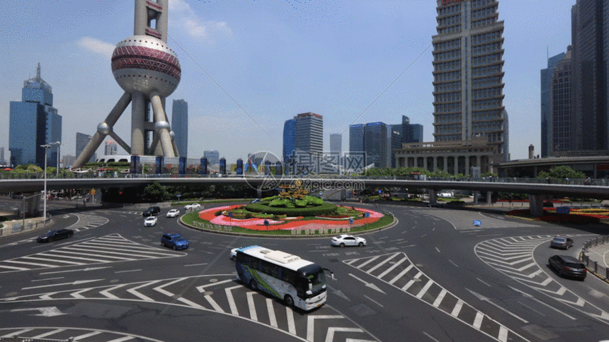 上海陆家嘴金融区城市交通延时gif