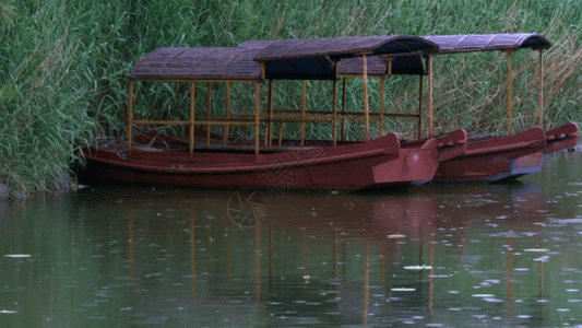 河岸雨中船GIF高清图片