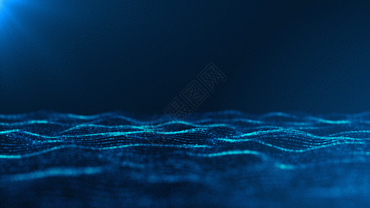 照射蓝色粒子海平面动画GIF高清图片