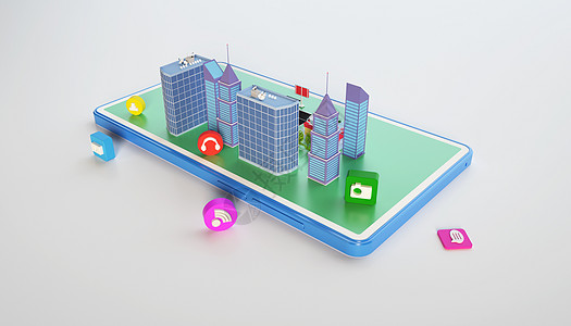 三维图标抽象城市智能生活设计图片