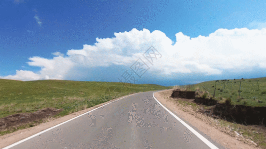 天山牧场路拍公路基础设施交通运输GIF图片