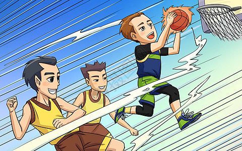 奥运会运动员夏天篮球插画