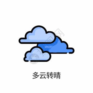扁平化蓝色背景多云转晴图标GIF高清图片