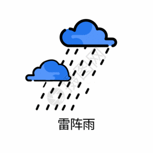扁平化蓝色背景雷阵雨图标GIF高清图片