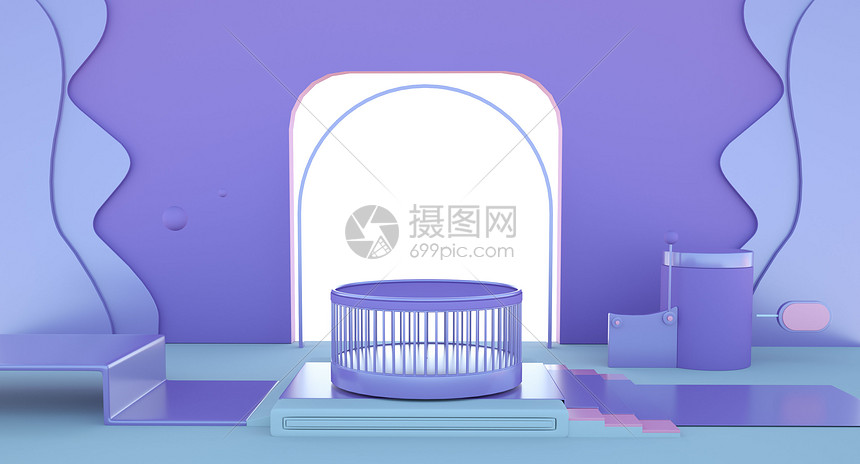 创意简约3d电商展台背景图片