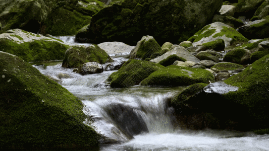 溪水流动延时素材GIF山石高清图片素材