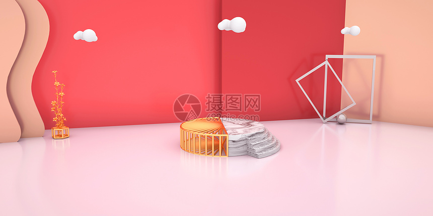 c4d创意红色电商背景图片