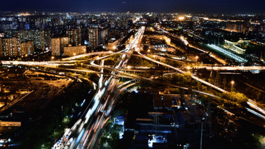 北京四惠桥夜晚延时GIF图片