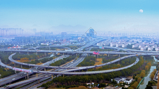 城市交通枢纽延时gif图片素材