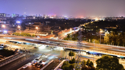 夜景灯光北京雍和宫之夜景延时摄影GIF高清图片