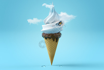 冒烟冰淇淋创意夏天设计图片