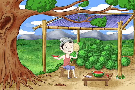夏天卖西瓜图片素材