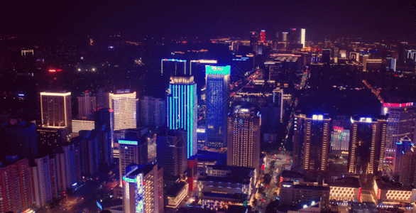 繁华都市夜景航拍GIF图片