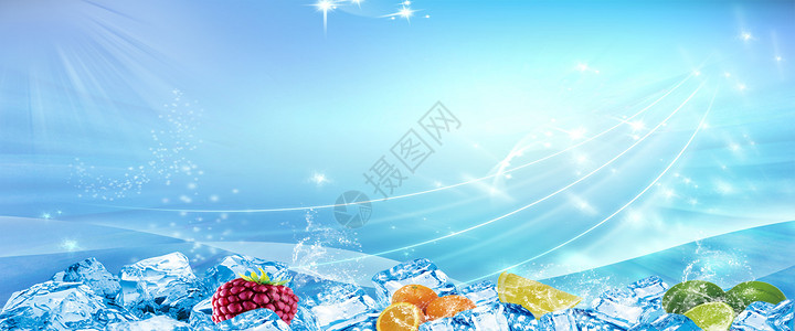 冰块水果背景图片