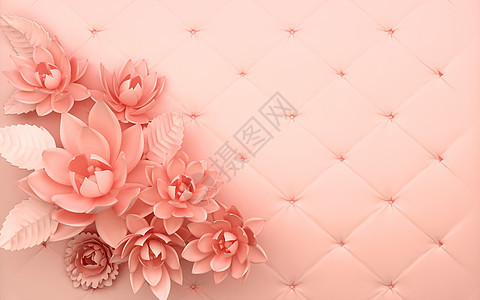 浪漫粉色花语浮雕背景图片