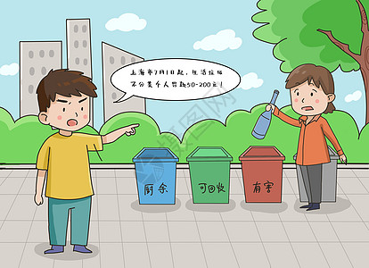 上海虹桥站垃圾分类之罚款插画