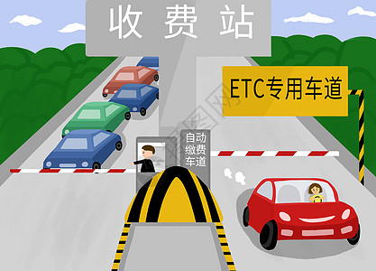 ETC电子缴费ETC快速通道插画