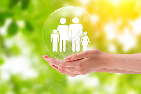 绿色背景保险家庭保险设计图片