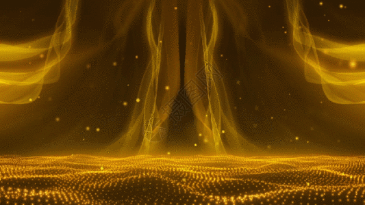黄色丝绸大气丝绸绸缎飘动粒子背景GIF高清图片
