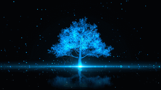 水倒影蓝色科技粒子树GIF高清图片