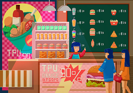 快餐店桌椅图片