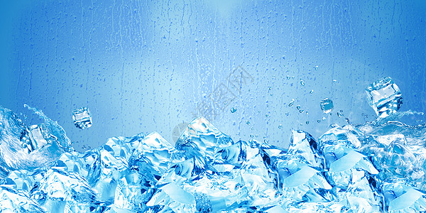 水蓝色背景水珠冰块背景设计图片