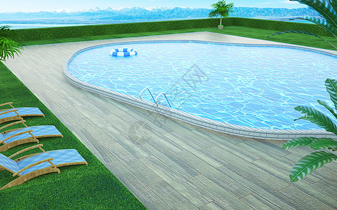 夏日泳池背景图片