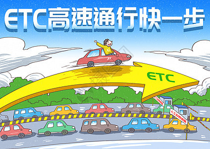 ETC高速通行快一步漫画背景图片