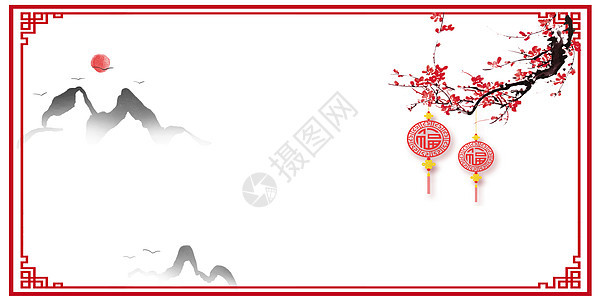 中国风复古水墨边框背景背景图片