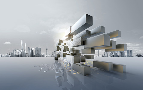 立体城市商务科技背景设计图片