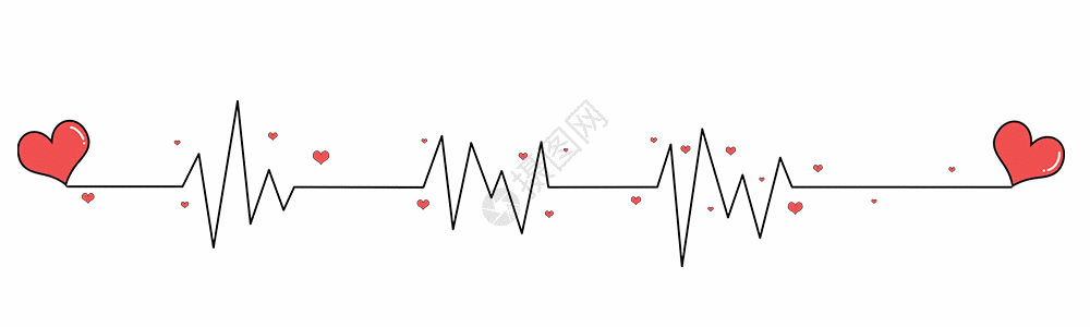 手绘线条爱心心率图分割线gif高清图片