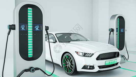 汽车车新能源充电桩场景设计图片