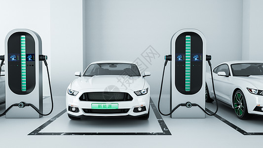3d车素材新能源充电桩场景设计图片