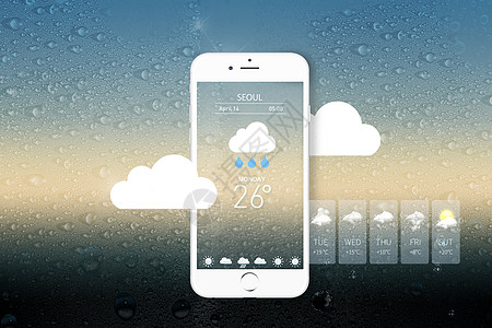 雨天人家手机天气预报设计图片