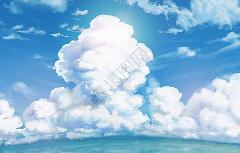 海边云和海插画