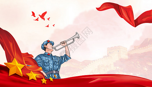 中国梦建军节背景设计图片