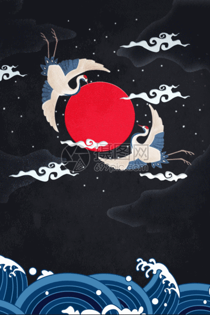 gif动态图片下载,该gif动态图片标题为创意国潮中式海报背景gif,编号