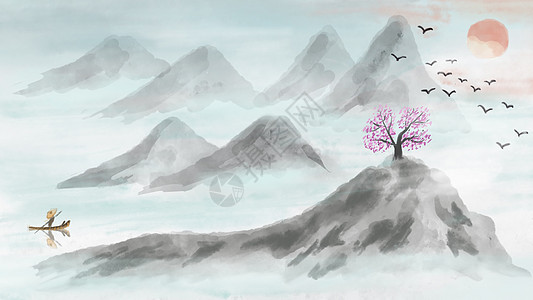 古代山水画背景图片-古代山水画背景素材-古代山水画底图-摄图网